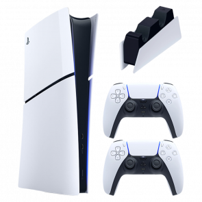 Набор Консоль Sony PlayStation 5 Slim Digital Edition 1TB White Новый  + Геймпад Беспроводной DualSense + Зарядное Устройство Проводной DualSense - Retromagaz