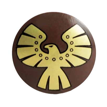 Зброя Lego Щит Round with Rounded Front with Gold Eagle Pattern 75902pb03 6033610 Dark Brown Б/У - Retromagaz