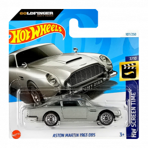 Машинка Базовая Hot Wheels Aston Martin 1963 DB5 James Bond 007 Goldfinger Screen Time 1:64 HTB36 Grey - Retromagaz