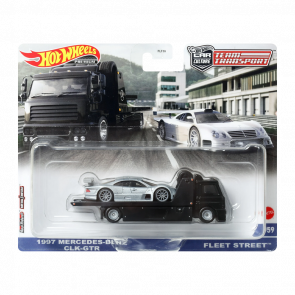 Машинка Premium Hot Wheels 2шт 1997 Mercedes-Benz CLK-GTR та Транспортер Fleet Street Team Transport 1:64 FLF56/HKF46 Silver