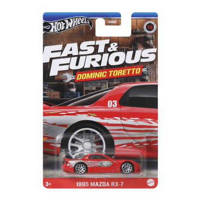 Тематична Машинка Hot Wheels 1995 Mazda RX-7 Dominic Toretto Fast & Furious 1:64 HNR88/HRW46 Red - Retromagaz