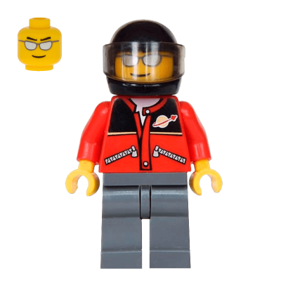 Фигурка Lego People 973pb0298 Red Jacket with Zipper Pockets and Classic Space Logo City twn060 Б/У - Retromagaz