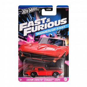 Тематическая Машинка Hot Wheels Custom Corvette Stingray Coupe Women of Fast & Furious 1:64 HNR88/HRW40 Red