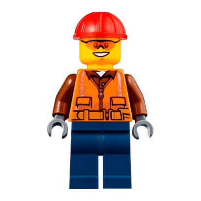 Фигурка Lego Construction 973pb1905 Worker Orange Zipper Safety Stripes City cty0584 Б/У - Retromagaz