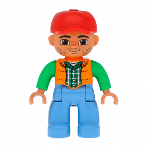 Фигурка Lego Boy Medium Blue Legs Orange Vest Duplo 47394pb166 Б/У