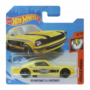 Машинка Базовая Hot Wheels '65 Mustang 2+2 Fastback Muscle Mania 1:64 FYG74 Yellow - Retromagaz