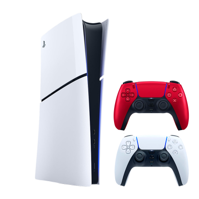 Набор Консоль Sony PlayStation 5 Slim Digital Edition 1TB White Новый + Геймпад Беспроводной DualSense Volcanic Red - Retromagaz