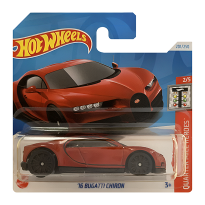 Машинка Базовая Hot Wheels '16 Bugatti Chiron Quarter Mile Heroes 1:64 HTB88 Red - Retromagaz