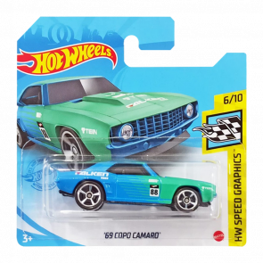 Машинка Базовая Hot Wheels '69 Copo Camaro Falken Speed Graphics 1:64 GRY44 Light Blue