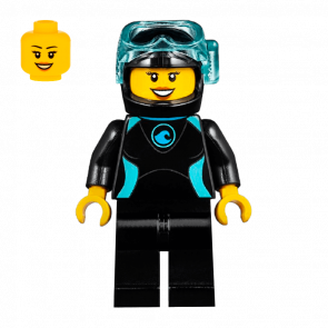 Фигурка Lego Harbor 973pb2627 Female Black Wetsuit with Blue Logo City cty0959 Б/У - Retromagaz