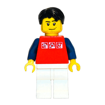 Фигурка Lego People 973pb0274 Red Shirt with 3 Silver Logos City twn111 Б/У - Retromagaz