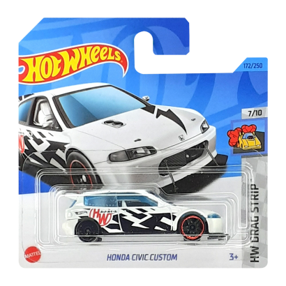 Машинка Базова Hot Wheels Honda Civic Custom Drag Strip 1:64 HKH33 White - Retromagaz