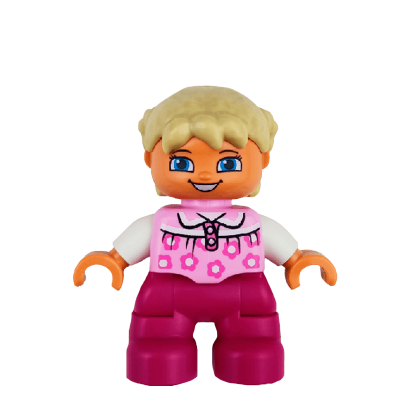 Фигурка Lego Girl Magenta Legs Bright Pink Top Duplo 47205pb028 Б/У - Retromagaz