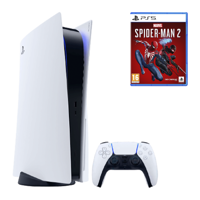 Набор Консоль Sony PlayStation 5 Blu-ray 825GB White Б/У  + Игра Marvel’s Spider-Man 2 Русская Озвучка - Retromagaz