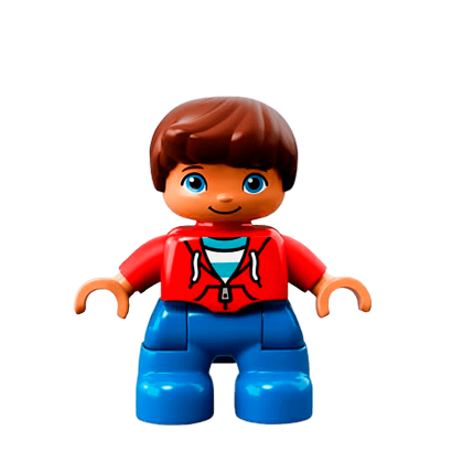 Фигурка Lego Boy Blue Legs Red Top Duplo 47205pb056 Б/У - Retromagaz