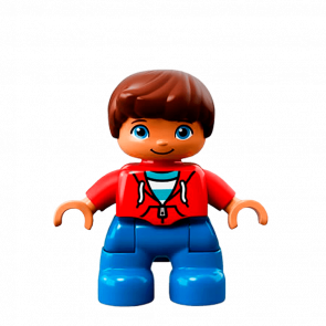 Фигурка Lego Boy Blue Legs Red Top Duplo 47205pb056 Б/У