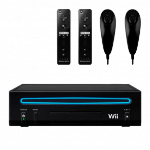 Набор Консоль Nintendo Wii Family Edition Europe 512MB Black Без Геймпада Б/У Нормальный + Контроллер RMC Remote Plus Новый 2шт + Nunchuk 2шт