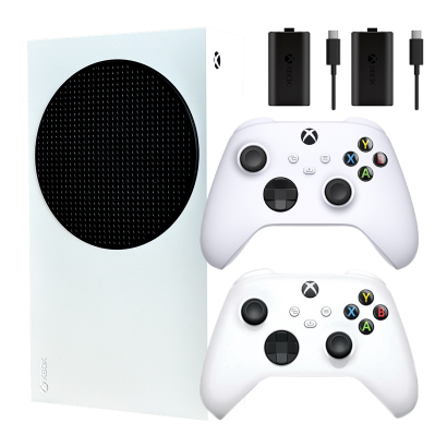 Набор Консоль Microsoft Xbox Series S 512GB White Новый  + Геймпад Беспроводной + Аккумулятор Play and Charge 2шт - Retromagaz