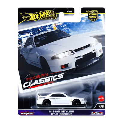 Машинка Premium Hot Wheels Nissan Skyline GT-R (BCNR33) Greddy Modern Classics 1:64 HRV99 White - Retromagaz