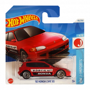 Машинка Базовая Hot Wheels '92 Honda Civic EG J-Imports 1:64 HTC43 Red - Retromagaz