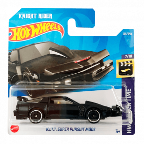 Машинка Базова Hot Wheels Knight Rider K.I.T.T. Super Pursuit Mode Screen Time 1:64 HCV39 Black - Retromagaz