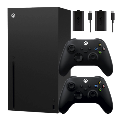 Набор Консоль Microsoft Xbox Series X 1TB Black Новый  + Геймпад Беспроводной + Аккумулятор Play and Charge 2шт - Retromagaz