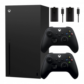 Набор Консоль Microsoft Xbox Series X 1TB Black Новый  + Геймпад Беспроводной + Аккумулятор Play and Charge 2шт - Retromagaz