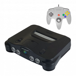 Набор Консоль Nintendo N64 FAT Europe Charcoal Grey Б/У + Геймпад Проводной Nintendo N64 NUS-005 Grey 1.8m Б/У - Retromagaz