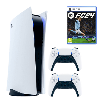 Набор Консоль Sony PlayStation 5 Blu-ray 825GB White Новый + Геймпад Беспроводной DualSense + Игра EA Sports FC 24 Русская Озвучка - Retromagaz