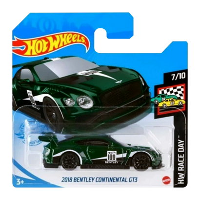 Машинка Базовая Hot Wheels 2018 Bentley Continental GT3 Race Day 1:64 GRX93 Green - Retromagaz