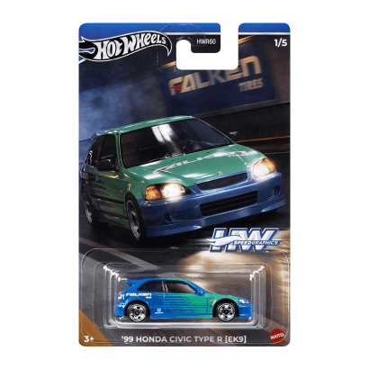 Тематична Машинка Hot Wheels '99 Honda Civic Type R (EK9) Falken Speed Graphics 1:64 HRT09 Blue - Retromagaz