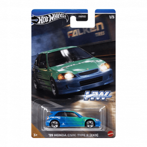 Тематическая Машинка Hot Wheels '99 Honda Civic Type R (EK9) Falken Speed Graphics 1:64 HRT09 Blue - Retromagaz