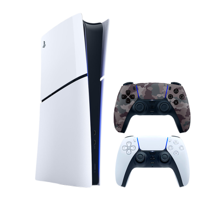 Набір Консоль Sony PlayStation 5 Slim Digital Edition 1TB White Новий + Геймпад Бездротовий DualSense Grey Camouflage - Retromagaz