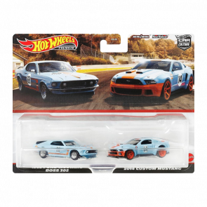 Машинка Premium Hot Wheels 2шт 1969 Ford Mustang Boss 302 / 2014 Custom Mustang Gulf 2-Packs 1:64 HKF58 Blue