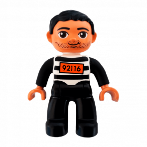 Фигурка Lego Boy Black Legs Black and White Striped Top Duplo 47394pb168 Б/У