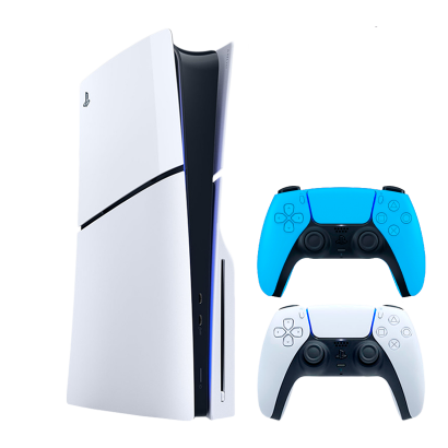 Набор Консоль Sony PlayStation 5 Slim Blu-ray 1TB White Новый + Геймпад Беспроводной DualSense Ice Blue - Retromagaz