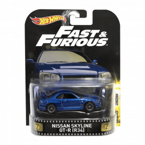 Машинка Premium Hot Wheels Nissan Skyline GT-R (R34) Fast & Furious Rep. Entertainment 1:64 DWJ88 Blue