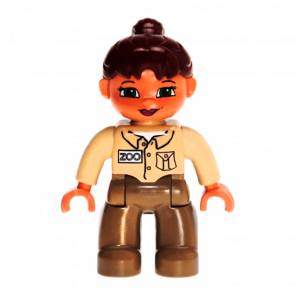 Фигурка Lego Girl Dark Tan Legs Tan Top Reddish Brown Ponytail Hair Green Eyes Duplo 47394pb021 1 Б/У