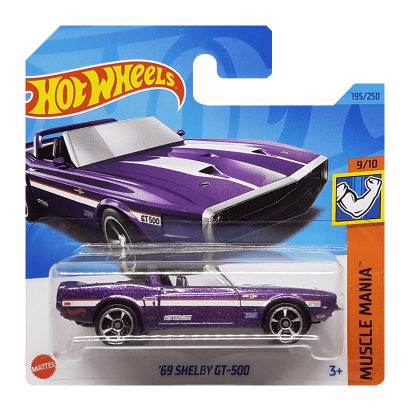 Машинка Базовая Hot Wheels '69 Shelby GT-500 Super Treasure Hunt STH Muscle Mania 1:64 HKL22 Purple - Retromagaz