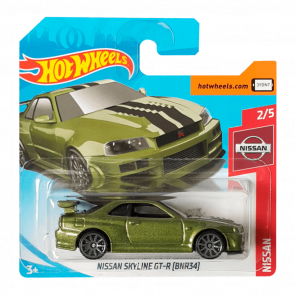 Машинка Базова Hot Wheels Skyline GT-R (BNR34) Nissan 1:64 FYC52 Green - Retromagaz