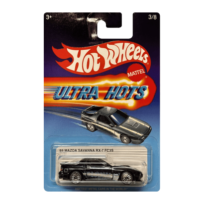 Тематическая Машинка Hot Wheels '89 Mazda Savanna RX-7 FC3S Ultra Hots 1:64 JBY62 Black - Retromagaz