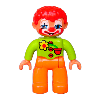 Фігурка Lego Boy Clown Orange Legs Lime Top with Three Buttons Duplo 47394pb109 1 Б/У - Retromagaz