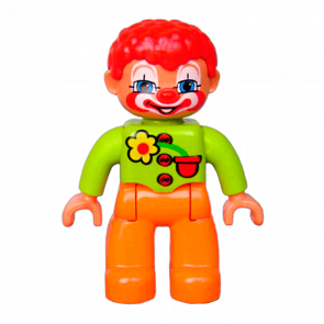 Фігурка Lego Boy Clown Orange Legs Lime Top with Three Buttons Duplo 47394pb109 1 Б/У