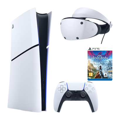 Набор Консоль Sony PlayStation 5 Slim Digital Edition 1TB White Новый + Очки Виртуальной Реальности Проводной VR2 + Игра Horizon Call of the Mountain Русские Субтитры Digital Code - Retromagaz