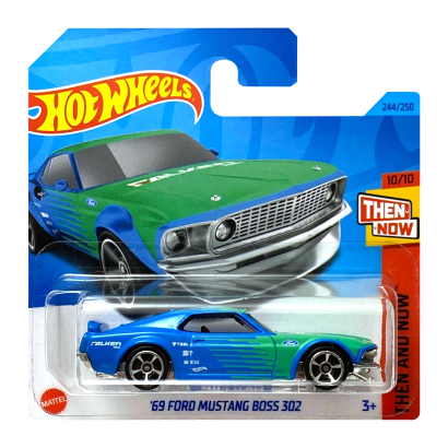 Машинка Базова Hot Wheels '69 Ford Mustang Boss 302 Falken Then and Now 1:64 HKJ48 Blue - Retromagaz