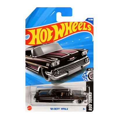 Машинка Базовая Hot Wheels '58 Impala Rod Squad 1:64 HYX38 Black - Retromagaz