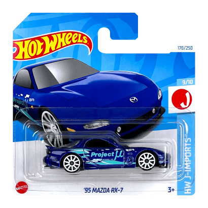 Машинка Базовая Hot Wheels '95 Mazda RX-7 J-Imports 1:64 HTD97 Blue - Retromagaz