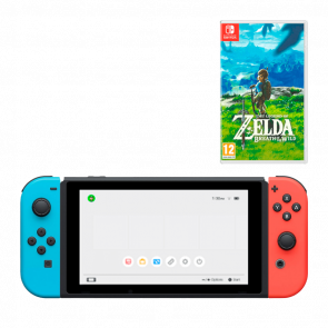 Набор Консоль Nintendo Switch V2 HAC-001(-01) 32GB (045496452629) Blue Red Б/У + Игра The Legend of Zelda Breath of The Wild Русская Озвучка Б/У