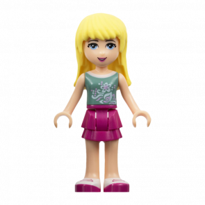 Фигурка Lego Girl Stephanie Magenta Layered Skirt Sand Green Top Friends frnd065 1 Б/У - Retromagaz