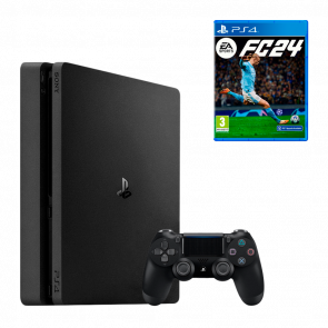 Набор Консоль Sony PlayStation 4 Slim 1TB Black Б/У + Игра EA Sports FC 24 Русская Озвучка Новый